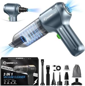 SakerPlus Car Vacuum Cleaner-Wireless Handheld Car Vacuums with Best Suction,Brushless Motor 12000PA High Power,3 in 1 Mini Portable Vacuum Cleaner Cordless