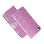 shingtomua for iPhone 5/5S/SE (1st-Gen 2016) 4.0" Glitter Case Wallet Card Holder Kickstand Magnetic Soft Leather Flip Fold Case for iPhone 5 Cover (Pink)