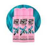 Crazy Color Vibrant Blue Jade Semi-Permanent Trio Hair Dye. Highly Pigmented Teal Aquamarine Conditioning & Oil Nourishing Vegan Formula | No Bleach or Ammonia | 300ml