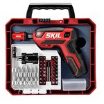 SKIL Rechargeable 4V Cordless Pistol Grip Screwdriver with 42pcs Bit Set, USB Charger and Carrying Case - SD5618-03