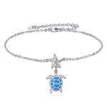 Beach Anklets for Women Turtle Anklet Sterling Silver Sea Turtle Starfish Ankle Bracelets Boho Hawaiian Link Chain Anklets Jewellery Gifts for Girls