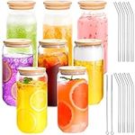 Kxuhivc 8 Pack Glass Cups Set, 16oz