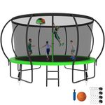 SKYUP 2024 Upgraded 14FT 1400lbs Tranpoline for Kids and Adults, Recreational Tranpoline with Basketball Hoop, ASTM Approved Tranpoline for 7-10 Kids with Net, Ladder, Wind Stakes, Mat