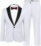 COOFANDY Men's 2 Piece Suits Regular Fit One Button Tuxedo Jacket Wedding Blazer Dress Pants for Dinner Prom Party White