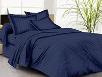 Trance Home Linen Microfibre White Duvet 90 X 100 Inch and Navy Blue Duvet Cover: 92 X 102 Inch