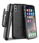 Encased iPhone Xs Max Belt Clip Holster Case, Ultra Slim (DuraClip) Rubberized Grip Thin Fit Protective Hard Cover Holder - Black