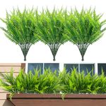 LYRWI 20 Bundles Artificial Boston Fern Plants Fake Ferns Faux Plants Shrubs Greenery Outdoor UV Resistant No Fade Garden Porch Window Box Decor, BSC-20