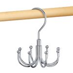 OMHOMETY Belt Hanger for Wardrobe, Swiveling Belt Organizer with 8 Hooks, Holds up to 24 Belts, Metal Space Saving Belt Rack Tie Storage, Silver, 1 Pack