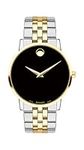 Movado Men's Museum Two Tone Watch with a Concave Dot Museum Dial, Gold/Silver/Black (Model 607200)