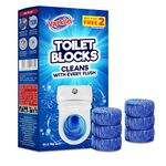 Varklin Blue Toilet Cleaner Blocks – (Buy 4 Get 2 Free) Pack of 6 | Drop-In Toilet Tank Tablets | Blue Water Effect, Fights Stains, Whitens Bowl | Long Lasting Cleaning Action