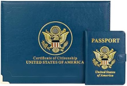 US Citizenship Certificate & Passport Holder | US Citizenship Gift Ideas | New US Citizen Gift | Naturalization Certificate Holder and RFID Passport holder w/ 3D Metal Emblem