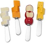 Wine Things 4-Piece Hand Painted Resin Handle with Stainless Steel Blade Cheese Spreader/Butter Spreader Knife, Assorted (Say Cheese!)