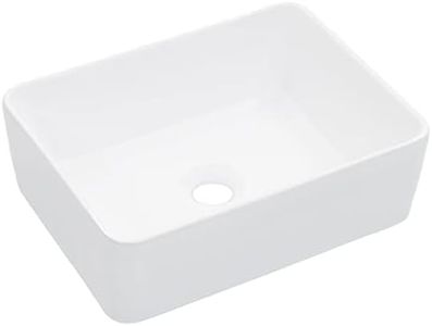 vidaXL Ceramic White Wash Basin - Stylish and Contemporary Above Counter Bathroom Sink, 40x30x13 cm