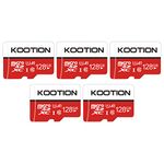 KOOTION 5-Pack 128GB Micro SD Card Class 10 Micro-SDXC Memory Card UHS-I, High Speed Flash TF Card for Security Camera/Smartphone/Drone/Dash Cam/Tablet/PC, C10, U1, 128GB 5Pack