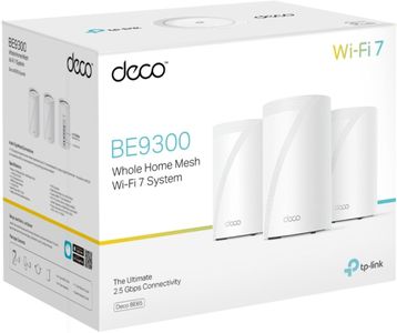 TP-Link Deco BE9300 WiFi 7 Mesh System 3-Pack – 2.5Gbps Ports, AI Mesh, 6GHz, VPN, Alexa & Google