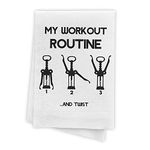 APRON DADDY Funny Kitchen Towels - My Wine Workout Routine, Decorative Dish Towels with Sayings, Funny Housewarming Gift - Multi-Use Cute Kitchen Dish Towel, 16 by 25 inch, 100% Cotton