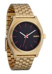 NIXON Time Teller A045. 100m Water Resistant Watch (37mm Stainless Steel Watch Face), Yellow Gold /Black /Red, One Size, Time Teller