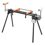 VEVOR Miter Saw Stand - 550lbs Load Capacity Steel Collapsible Stand With One-Piece Mounting Brackets Clamps, Adjustable Height and Length, Portable Compact and Folding