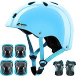 Kids Helmet Toddler Bike Helmet with Protective Gear Set Knee Pads Elbow Pads Wrist Pads for Skateboard Bike Scooter Inline Skates CPSC ASTM CE Certified (M(8-13years old), blue)