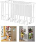 Magnetic Refrigerator Organizer Magnetic Basket Kitchen Organizer Metal Ziplock Bag Storage Organizer (White)