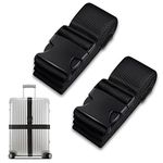 Luggage Suitcase Straps Set, Travel Accessories Thickened Luggage Belt with Quick Release Buckle, Adjustable Black Travel Luggage Straps for Suitcase Baggage (Black, 2 PCS Set)