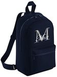 Personalised Boys Girls Backpack Rucksack Bag Mini School Nursery PE Any Name (Navy Blue - with Name)