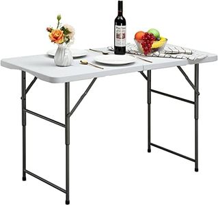 HollyHOME Mesa Plegable Mesa de Camping 122cm, Mesa de Picnic Mesa de Comedor, Altura Regulable, para Jardín, Barbacoa, Catering, Fiesta, Cocina, Exterior Interior