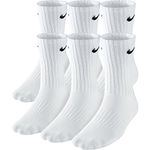 NIKE Boys' Performance Cushion Crew Socks with Band (6 Pair), White/Black, One Size