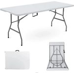 ACCURATE 6Ft Heavy Duty Folding Table, Premium Quality Camping Table for Outdoor & Indoor Use for BBQ| Picnic| Garden| Office Party| Camping Activity-WHITE (180X74cm) (6FT)