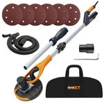 MAXXT Drywall Sander, Lightweight Popcorn Ceiling Removal Tool, 5 Variable Speed Foldable Telescopic Electric Drywall Sander, 800-1700RPM Vertical Power Ceiling Sander with 6pcs SandPapers, Bag