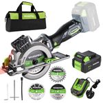 WORKPRO 20V Mini Circular Saw, Cordless Circular Saws with 4.0Ah Battery & Fast Charger, 115mm Compact Electric Circular Saw for Wood, Tile & Plastic Cutting