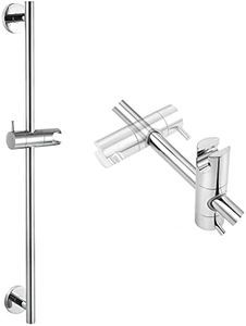SKOWLL Chrome Shower Slide Bar 26-Inch Bathroom Shower Head Holder Bar with Adjustable Handheld Shower Holder, Wall Mount Shower Slide Bar No Drill