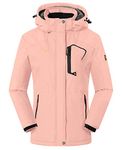 JHMORP Women's Winter Snow Ski Jacket Coat Waterproof Outdoor Hiking Sport Mountain Warm Fleece Rain Jacket (Light Pink,CA L)