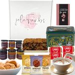 Afternoon Tea Hamper Gift, 40 Afternoon English Tea Bags, 8x2 Border Biscuits 2x Lotus Biscoff Biscuit, Fruit Cake, Jam Portions &greeting Card, Christmas Hamper, Birthday Hampers For Women Food Gifts