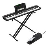 OYAYO Digital Piano 88 Weighted Keys with Stand, Touch Sensitivity Electric Piano Keyboard with Bluetooth MIDI Function, Sustain Pedal, Full Size Portable Piano Keyboard for Children and Adults