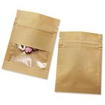 MITOB Pack 100Pcs Kraft Paper Window Bags for Zip Food Storage Lock Coffee Packing Bags Zipper Lock Cookies Coffee Beans Storage Bags (Brown, 7x9cm (2.8x3.5 inch))