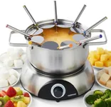 CUSIMAX Electric Fondue Set, 1500W Electric Fondue Pot with Luminated Control Dial, 8 Colour Coded Stainless Steel Forks, For Chocolate, Cheese, Broth, Oil, Stainless Steel Fondue Maker, 1.4Quart