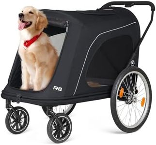 Beberoad Pets R8 Pro Extra Large Foldable Pet Stroller, Dog Stroller & Pet Trailer for Large Dogs Under 100 lbs, Unmovable, Disabled & Pregnant Dogs - Conveniently Carriable by Bike and Car, Black