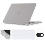 Se7enline Compatible with MacBook Air M2 M3 2024 2023 Case 15 inch for Mac Air 15.3 A2941/A3114 Laptop Hard Shell Case with Keyboard Cover(EU Layout) & Webcam Cover & Trackpad Protector,Stone Gray