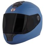 Steelbird SBH-11 7Wings ISI Certified Full Face Helmet for Men and Women(Large 600 MM, Dashing Blue with Smoke Visor)