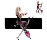 Proform X Bike Ultra-Quiet Folding Exercise Bike with Two 2 lb Dumbbells, Heart Rate and LCD Monitor, Easy to assemble for home workout.on this indoor stationary bike- Pink