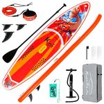 FunWater Inflatable Stand Up Paddle Board 350x84x15cm Ultra-Light Paddle board with Paddleboard Accessories,Fins,Adjustable Paddle,Pump,Backpack,Leash,Waterproof Phone Bag