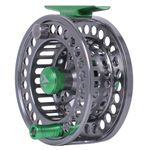 Kylebooker Fly Fishing Reel Large Arbor CNC-machined Aluminum Alloy Body Fly Reel（Silver with Green,7/8wt）