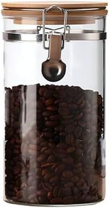Zrwcvxy Glass Coffee Bean Storage Container with Airtight Clip Seal Lid Coffee Storage Jar for Beans, Ground Coffee, Nuts, Cookies（48 oz/1400ml）