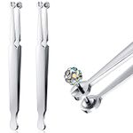 Lothee 2 Pcs Piercing Barbell Clamps Piercing Ball Grabber Tool Stainless Steel Piercing Pliers Piercing Forceps Pliers Barbell Jewelry Clamp Tweezers for Tongue Rings Labret Earrings All Pierings