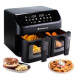 Wonderchef Regenta Digital Air Fryer with Dual Basket | 2000W, 9L | 2 Baskets for Different Types of Cooking | Healthy Food with Minimum Oil | Auto Resume & Shut-off | Touch Screen | 2 Year Warranty