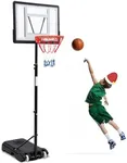 GarveeLife Basketball Hoop Outdoor 5.2-7ft Adjustable for Kids&Youth w/Wheels, Portable Basketball Hoop Goal System in Backyard/Driveway/Indoor, 33in Shatterproof Backboard & High Intensity Base