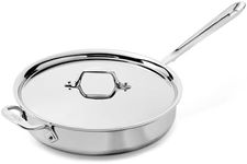 All-Clad 4403 Stainless Steel Tri-Ply Bonded Dishwasher Safe 3-Quart Sauté Pan with Lid/Cookware, Silver