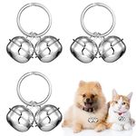 HOTOP 3 Set Loud Cat and Dog Bells Pet Tracker Bells Dog Bells for Collar Pet Tracker for Cats Bell Pets Collar Charm Pendant Bells for Dogs Cats Harness Training (Silver)