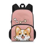 Showudesigns Cute Corgi Backpack for School Girls School Bag Primary School Book Bags With Side Pocket Kids Backpacks for Boys 15inch Laptop Backpacks Teenager Schoolbags Travel Daypack